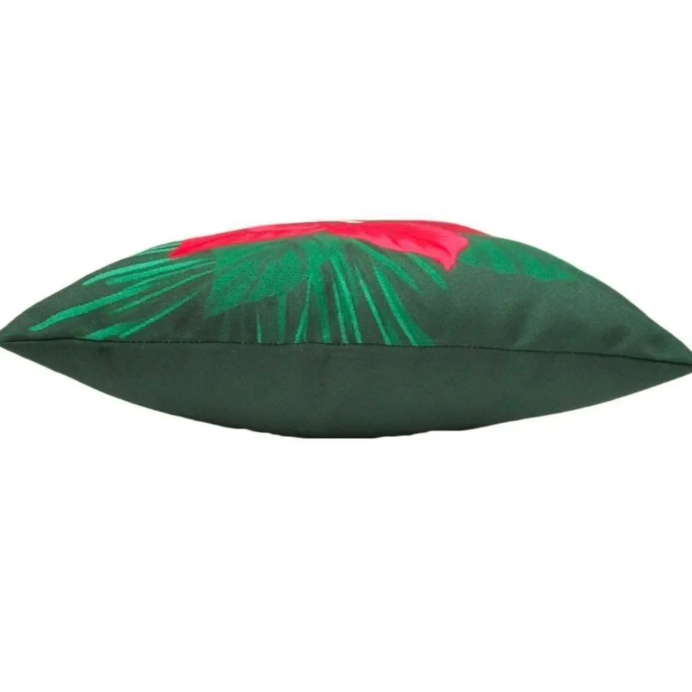 Nwt Poinsettia Square Christmas Outdoor Throw Pillow, 16